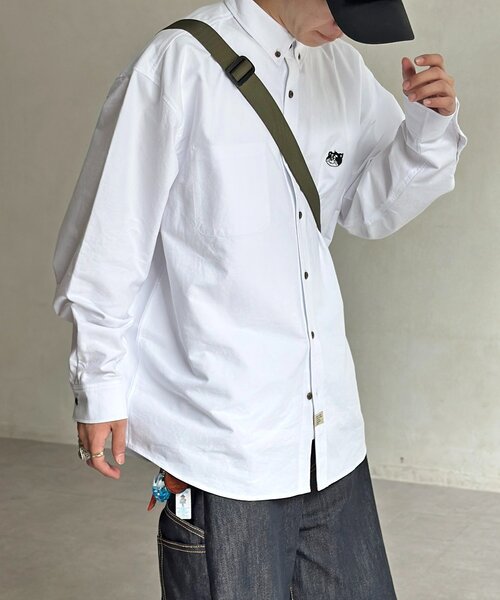 ブラウス シャツ 「ANYMAL」1ポイント刺繍長袖オックスフォードシャツ レディース メンズ CPCM｜【ANYMAL】1ポイント刺繍長袖オックスフォードシャツ