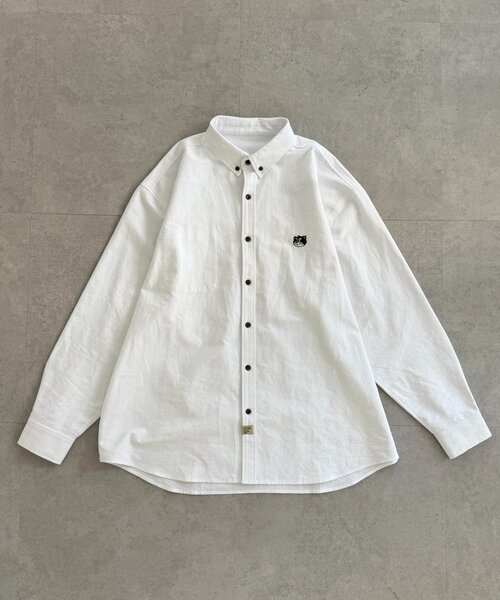 ブラウス シャツ 「ANYMAL」1ポイント刺繍長袖オックスフォードシャツ レディース メンズ ANYMAL】1ポイント刺繍長袖オックスフォードシャツ（シャツ