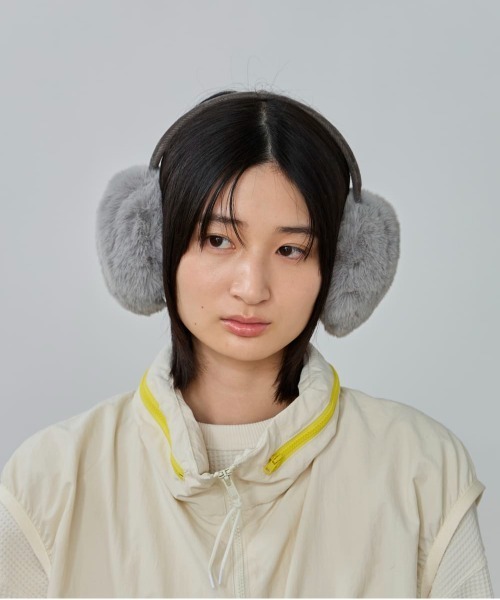 OVERRIDE（オーバーライド）の「OVERRIDE  CORD FAKEFUR EARMUFF SGP / オーバーライド（イヤーマフ・レディース・ブラック/グレー/ブルー/ベージュ/ホワイト・57~59cm）」の3枚目の写真