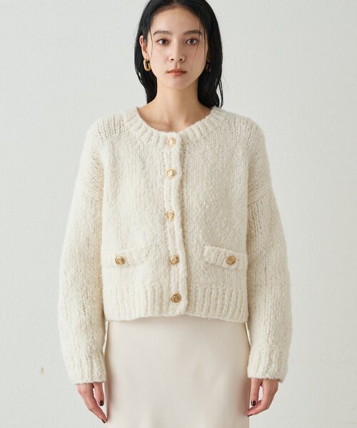 LOUNGEDRESS（ラウンジドレス）の「【20周年限定】イタリアヤーン手編みニットカーデ（ニット/セーター・レディース・レッド/オフホワイト/ネイビー・FREE）」の11枚目の写真