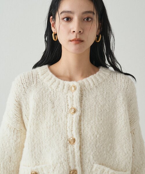 LOUNGEDRESS（ラウンジドレス）の「【20周年限定】イタリアヤーン手編みニットカーデ（ニット/セーター・レディース・レッド/オフホワイト/ネイビー・FREE）」の14枚目の写真