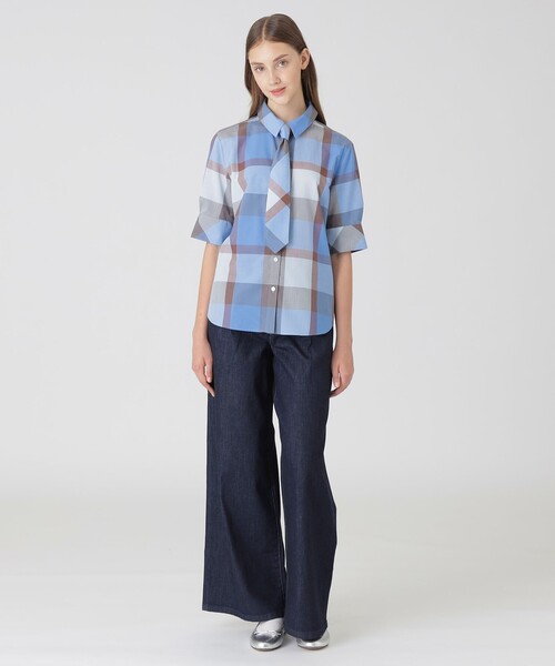 BLUE LABEL CRESTBRIDGE 半袖チェックブラウス クレストブリッジチェックブラウス（シャツ/ブラウス）｜BLUE