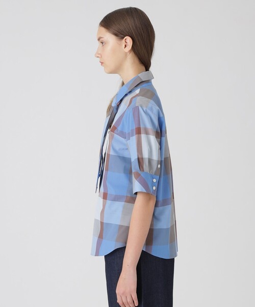 BLUE LABEL CRESTBRIDGE(ブルーレーベルクレストブリッジ)の「クレストブリッジチェックブラウス(シャツ/ブラウス・レディース・レッド/ベージュ系その他/ライトブルー・38/36)」の10枚目の写真