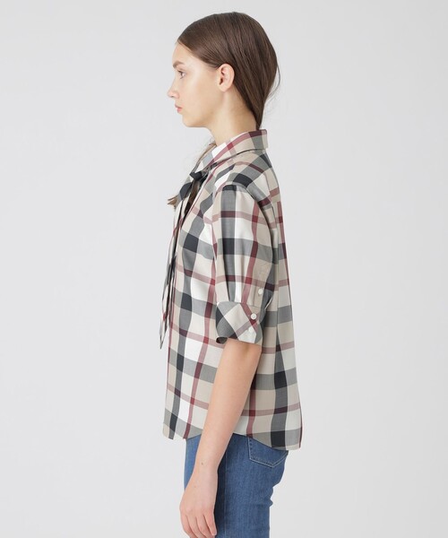 BLUE LABEL CRESTBRIDGE 半袖チェックブラウス クレストブリッジチェックブラウス（シャツ/ブラウス）｜BLUE