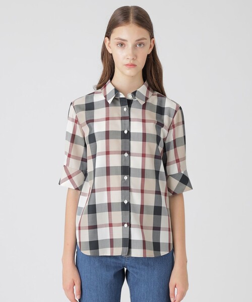 BLUE LABEL CRESTBRIDGE 半袖チェックブラウス クレストブリッジチェックブラウス（シャツ/ブラウス）｜BLUE