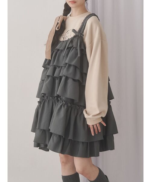 merry jenny ホイップクリームミニワンピース　チャコールグレー セール】ホイップクリームミニワンピース（ワンピース）｜merry jenny