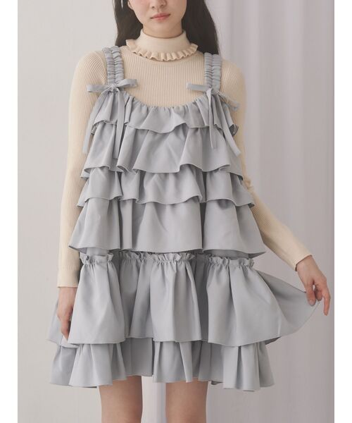 merry jenny ホイップクリームミニワンピース チャコールグレー セール】ホイップクリームミニワンピース（ワンピース）｜merry jenny