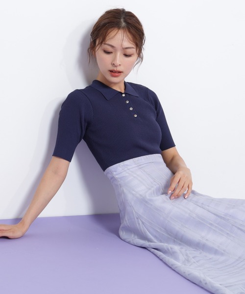 JILL by JILL STUART（ジルバイジルスチュアート）の「◇ポロ衿ドッキングワンピース（ワンピース・レディース・ブラック/ホワイト/ネイビー・FREE）」の5枚目の写真