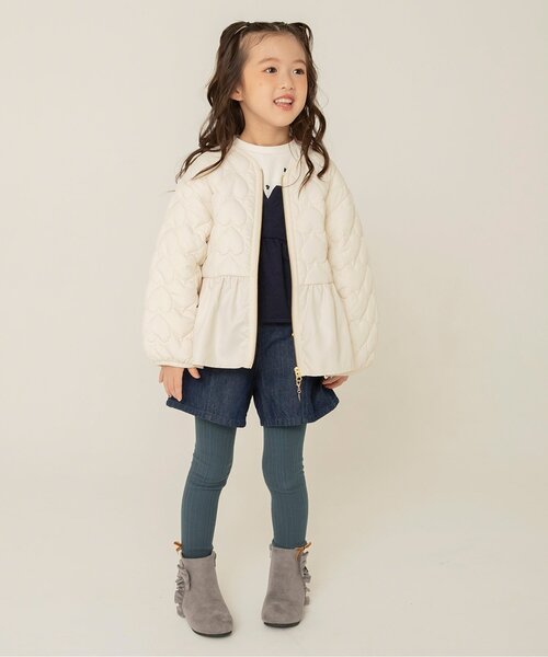 apres les cours(アプレレクール)の「ペプラムハートキルトアウター(ブルゾン・キッズ・ブラック/ピンク/アイボリー・80/130/140/120/110/90/100)」の7枚目の写真