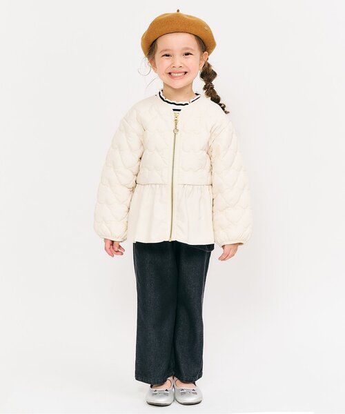 apres les cours(アプレレクール)の「ペプラムハートキルトアウター(ブルゾン・キッズ・ブラック/ピンク/アイボリー・80/130/140/120/110/90/100)」の9枚目の写真