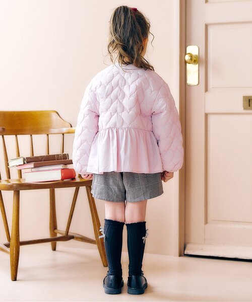 apres les cours(アプレレクール)の「ペプラムハートキルトアウター(ブルゾン・キッズ・ブラック/ピンク/アイボリー・80/130/140/120/110/90/100)」の11枚目の写真
