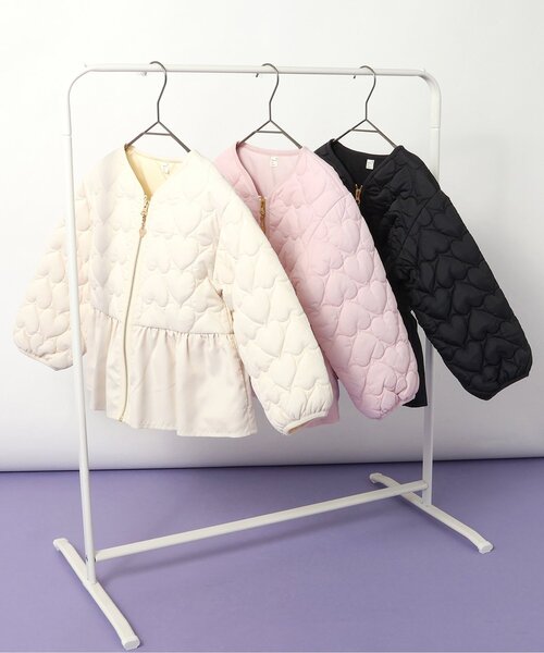 apres les cours(アプレレクール)の「ペプラムハートキルトアウター(ブルゾン・キッズ・ブラック/ピンク/アイボリー・80/130/140/120/110/90/100)」の12枚目の写真