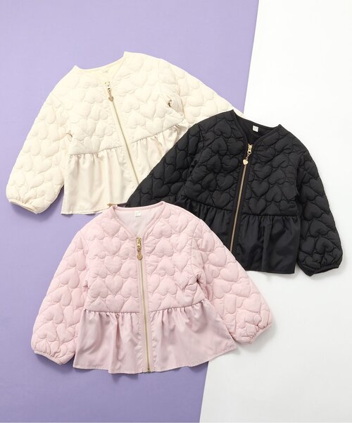 apres les cours(アプレレクール)の「ペプラムハートキルトアウター(ブルゾン・キッズ・ブラック/ピンク/アイボリー・80/130/140/120/110/90/100)」の14枚目の写真