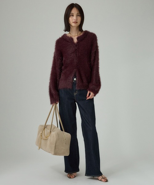 BABYLONE（バビロン）の「ロングシャギーカーデ（カーディガン/ボレロ・レディース・ブラック/オフホワイト/ボルドー・フリー）」の18枚目の写真