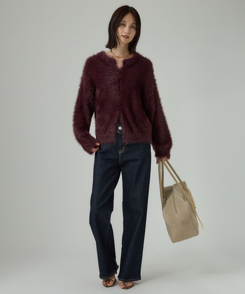 BABYLONE（バビロン）の「ロングシャギーカーデ（カーディガン/ボレロ・レディース・ブラック/オフホワイト/ボルドー・フリー）」の19枚目の写真