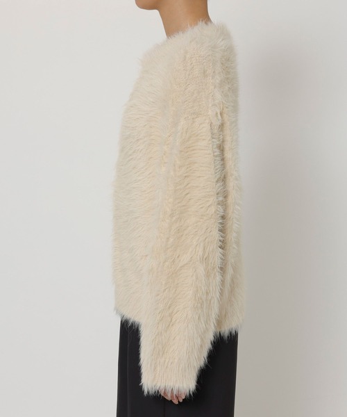 BABYLONE（バビロン）の「ロングシャギーカーデ（カーディガン/ボレロ・レディース・ブラック/オフホワイト/ボルドー・フリー）」の10枚目の写真