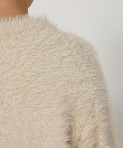 BABYLONE（バビロン）の「ロングシャギーカーデ（カーディガン/ボレロ・レディース・ブラック/オフホワイト/ボルドー・フリー）」の12枚目の写真