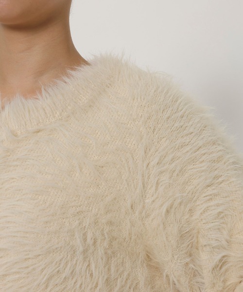 BABYLONE（バビロン）の「ロングシャギーカーデ（カーディガン/ボレロ・レディース・ブラック/オフホワイト/ボルドー・フリー）」の14枚目の写真