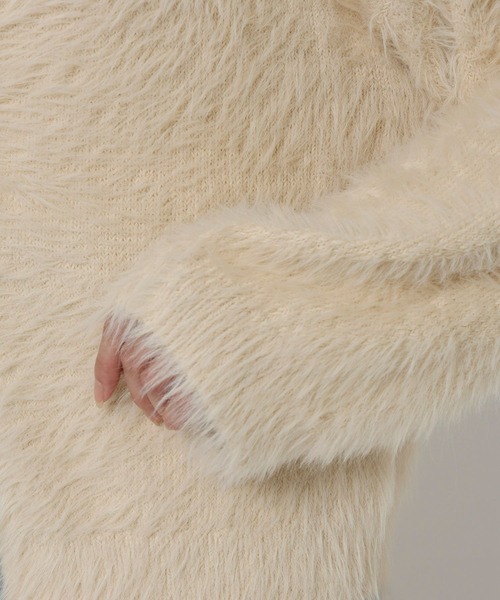 BABYLONE（バビロン）の「ロングシャギーカーデ（カーディガン/ボレロ・レディース・ブラック/オフホワイト/ボルドー・フリー）」の15枚目の写真