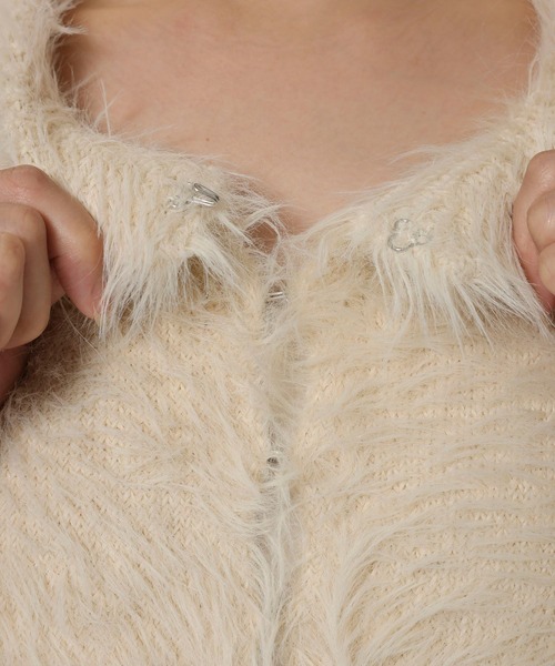 BABYLONE（バビロン）の「ロングシャギーカーデ（カーディガン/ボレロ・レディース・ブラック/オフホワイト/ボルドー・フリー）」の6枚目の写真