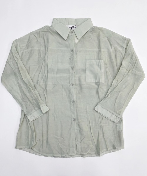 cammie(キャミー)の「セミシアーシャツ(シャツ/ブラウス・レディース・モスグリーン/ホワイト・LARGE/MEDIUM)」の11枚目の写真