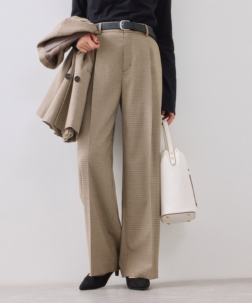 VIS（ビス）の「【美easy】ウーリッシュワンタックワイドパンツ【セットアップ対応/洗える】（スラックス・レディース・ダークブラウン/ベージュ系その他2/ベージュ/ブラック/グレー/オフホワイト・SS/S/M/L）」の6枚目の写真