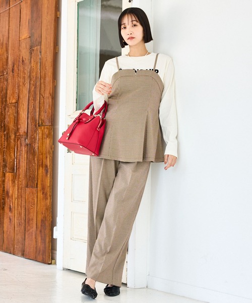 VIS（ビス）の「【美easy】ウーリッシュワンタックワイドパンツ【セットアップ対応/洗える】（スラックス・レディース・ダークブラウン/ベージュ系その他2/ベージュ/ブラック/グレー/オフホワイト・SS/S/M/L）」の10枚目の写真