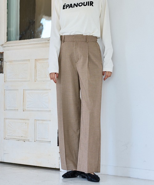 VIS（ビス）の「【美easy】ウーリッシュワンタックワイドパンツ【セットアップ対応/洗える】（スラックス・レディース・ダークブラウン/ベージュ系その他2/ベージュ/ブラック/グレー/オフホワイト・SS/S/M/L）」の8枚目の写真