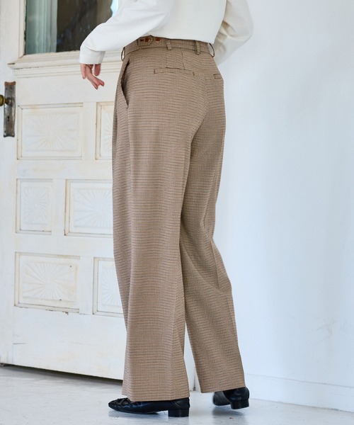 VIS（ビス）の「【美easy】ウーリッシュワンタックワイドパンツ【セットアップ対応/洗える】（スラックス・レディース・ダークブラウン/ベージュ系その他2/ベージュ/ブラック/グレー/オフホワイト・SS/S/M/L）」の9枚目の写真