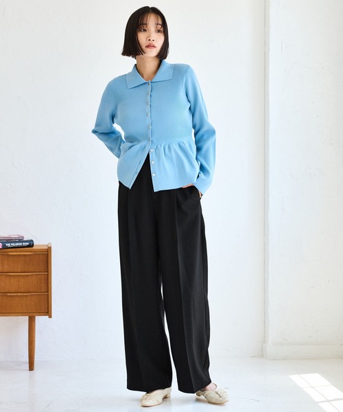 VIS（ビス）の「【美easy】ウーリッシュワンタックワイドパンツ【セットアップ対応/洗える】（スラックス・レディース・ダークブラウン/ベージュ系その他2/ベージュ/ブラック/グレー/オフホワイト・SS/S/M/L）」の17枚目の写真