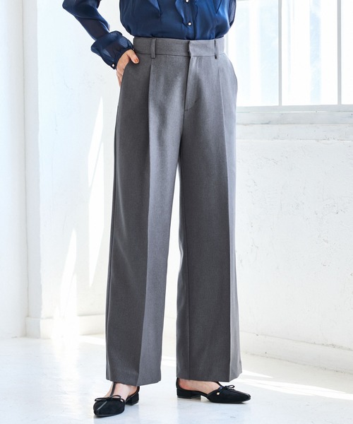 VIS（ビス）の「【美easy】ウーリッシュワンタックワイドパンツ【セットアップ対応/洗える】（スラックス・レディース・ダークブラウン/ベージュ系その他2/ベージュ/ブラック/グレー/オフホワイト・SS/S/M/L）」の22枚目の写真