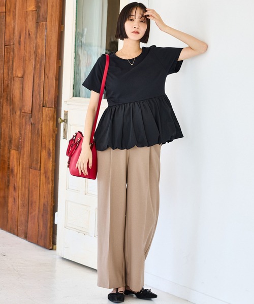 美easy】ウーリッシュワンタックワイドパンツ【セットアップ対応