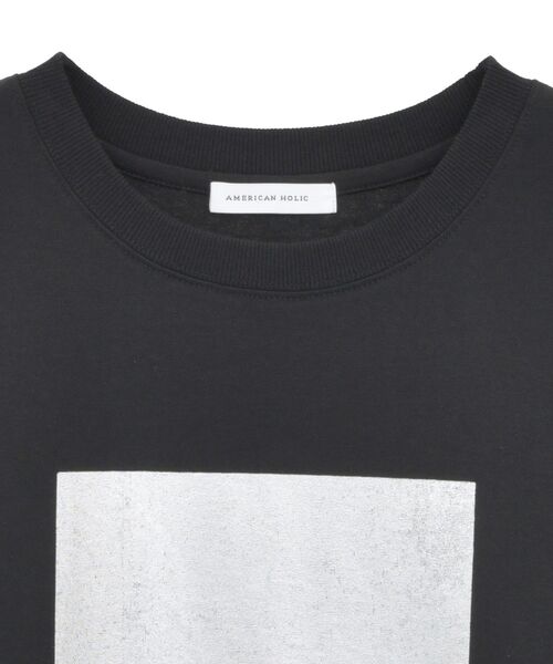 AMERICAN HOLIC(アメリカンホリック)の「ボックス箔プリントロングTシャツ(Tシャツ/カットソー・レディース・オフホワイト/杢グレー/ブラック・FREE)」の14枚目の写真