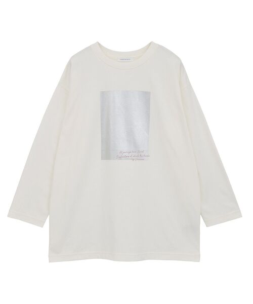 AMERICAN HOLIC(アメリカンホリック)の「ボックス箔プリントロングTシャツ(Tシャツ/カットソー・レディース・オフホワイト/杢グレー/ブラック・FREE)」の18枚目の写真