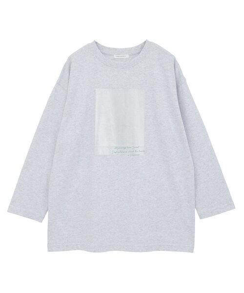 AMERICAN HOLIC(アメリカンホリック)の「ボックス箔プリントロングTシャツ(Tシャツ/カットソー・レディース・オフホワイト/杢グレー/ブラック・FREE)」の5枚目の写真