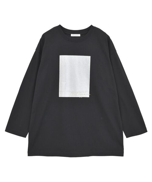 AMERICAN HOLIC(アメリカンホリック)の「ボックス箔プリントロングTシャツ(Tシャツ/カットソー・レディース・オフホワイト/杢グレー/ブラック・FREE)」の16枚目の写真