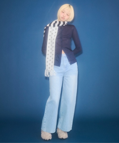 FEKETE（フェケテ）の「dots & stars × stripe scarf / ドット・星柄×ボーダーマフラー（マフラー・レディース・ミント/ピンク・FREE）」の22枚目の写真