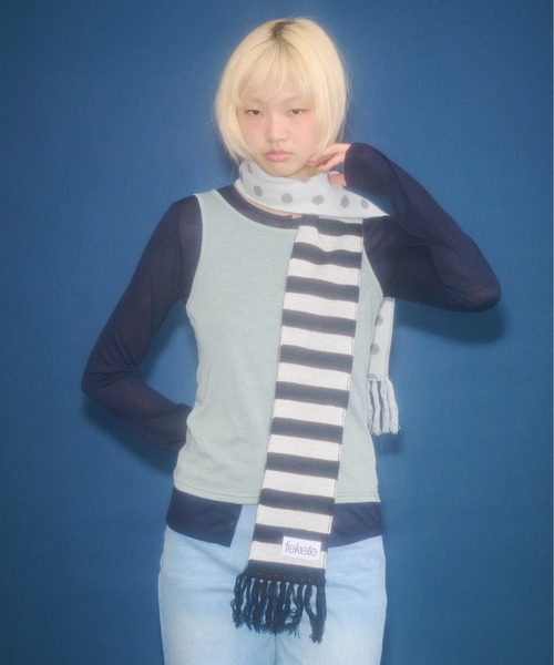 FEKETE（フェケテ）の「dots & stars × stripe scarf / ドット・星柄×ボーダーマフラー（マフラー・レディース・ミント/ピンク・FREE）」の17枚目の写真