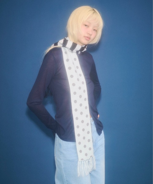 FEKETE（フェケテ）の「dots & stars × stripe scarf / ドット・星柄×ボーダーマフラー（マフラー・レディース・ミント/ピンク・FREE）」の13枚目の写真