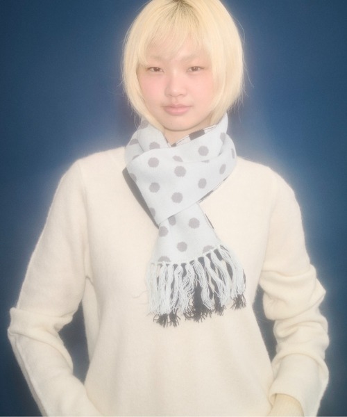 FEKETE（フェケテ）の「dots & stars × stripe scarf / ドット・星柄×ボーダーマフラー（マフラー・レディース・ミント/ピンク・FREE）」の7枚目の写真
