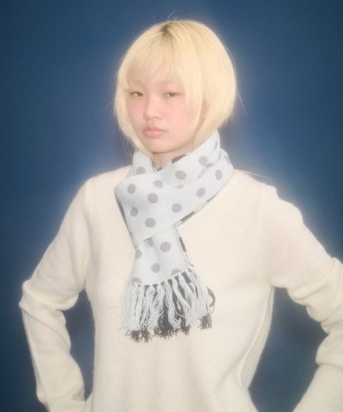 FEKETE（フェケテ）の「dots & stars × stripe scarf / ドット・星柄×ボーダーマフラー（マフラー・レディース・ミント/ピンク・FREE）」の8枚目の写真