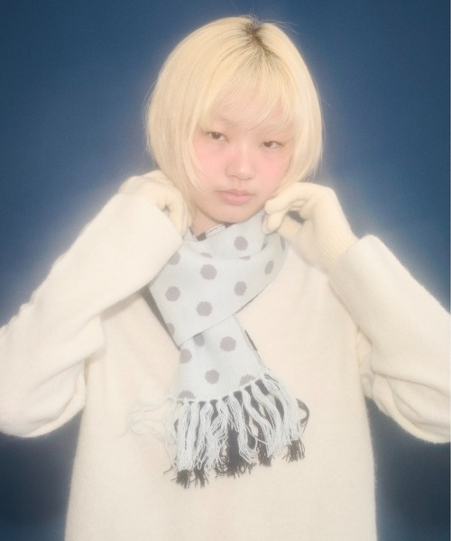 FEKETE（フェケテ）の「dots & stars × stripe scarf / ドット・星柄×ボーダーマフラー（マフラー・レディース・ミント/ピンク・FREE）」の9枚目の写真