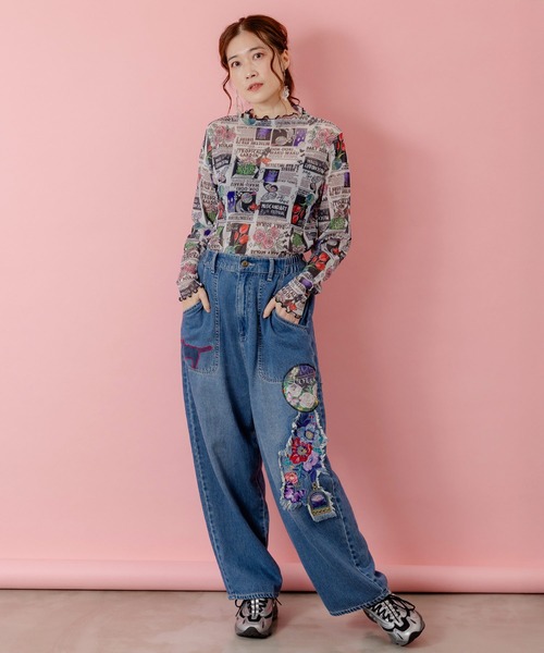 ScoLar（スカラー）の「153603：ラメニットソー3柄展開インナーT（Tシャツ/カットソー・レディース・オフホワイト/ブラック・M）」の3枚目の写真