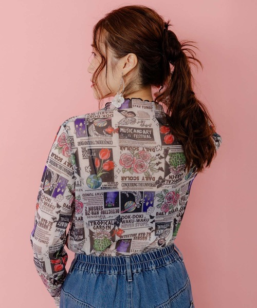 ScoLar（スカラー）の「153603：ラメニットソー3柄展開インナーT（Tシャツ/カットソー・レディース・オフホワイト/ブラック・M）」の5枚目の写真
