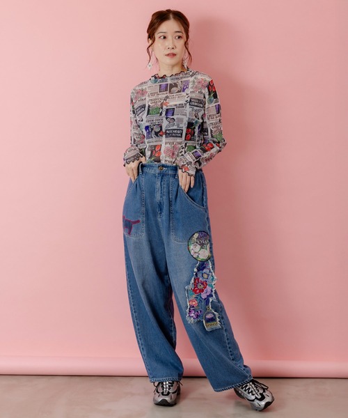 ScoLar（スカラー）の「153603：ラメニットソー3柄展開インナーT（Tシャツ/カットソー・レディース・オフホワイト/ブラック・M）」の7枚目の写真
