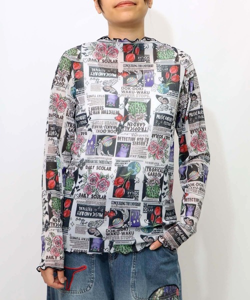 ScoLar（スカラー）の「153603：ラメニットソー3柄展開インナーT（Tシャツ/カットソー・レディース・オフホワイト/ブラック・M）」の8枚目の写真