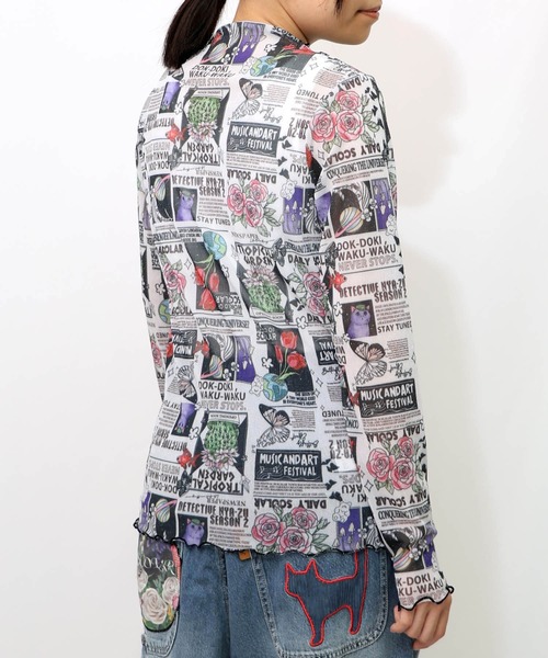 ScoLar（スカラー）の「153603：ラメニットソー3柄展開インナーT（Tシャツ/カットソー・レディース・オフホワイト/ブラック・M）」の10枚目の写真