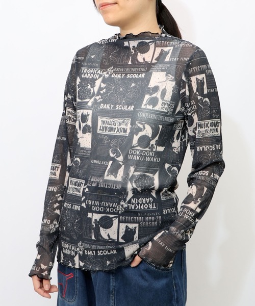 ScoLar（スカラー）の「153603：ラメニットソー3柄展開インナーT（Tシャツ/カットソー・レディース・オフホワイト/ブラック・M）」の12枚目の写真
