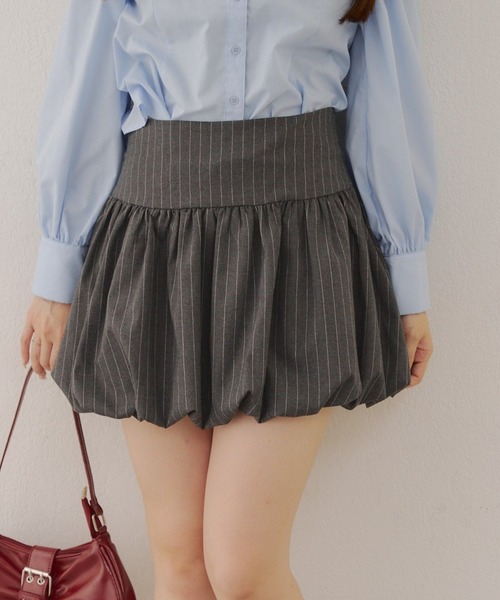 Another Branch olive des olive(アナザーブランチオリーブデオリーブ)の「バルーンミニスカート(スカート・レディース・ストライプ/チェック/ブラック・FREE)」の2枚目の写真