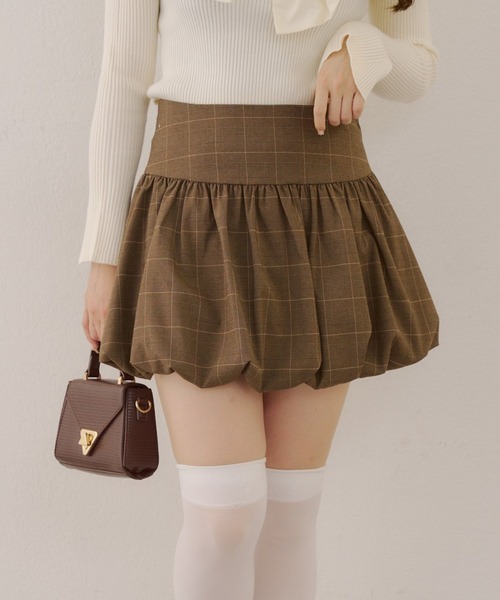 Another Branch olive des olive(アナザーブランチオリーブデオリーブ)の「バルーンミニスカート(スカート・レディース・ストライプ/チェック/ブラック・FREE)」の3枚目の写真